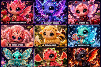 create cute ai fantasy creatures for kids and books