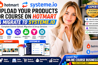 upload your products or course on hotmart, migrate products to systeme io