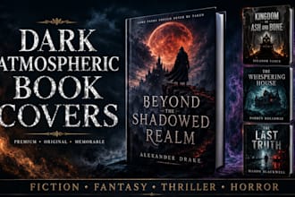 design a dark atmospheric book cover for fiction and fantasy novels