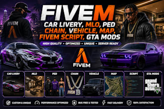 do fivem car livery, mlo, fivem ped, chain, vehicle, map, fivem script, gta mods