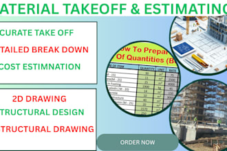 do takeoff, material estimation, bill of quantity, autocad, structure design
