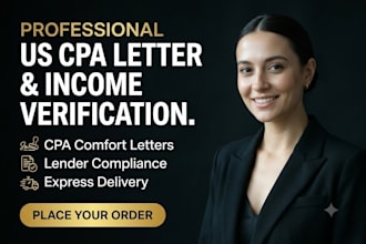 prepare US CPA letter CPA comfort letter and income verification