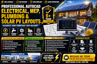 create autocad electrical, mep, plumbing and solar pv layouts for fast delivery