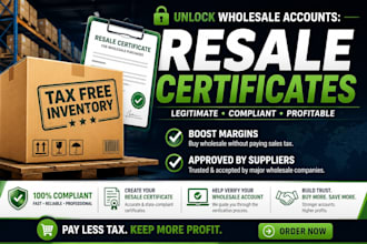 create your resale certificate and help verify your wholesale supplier account