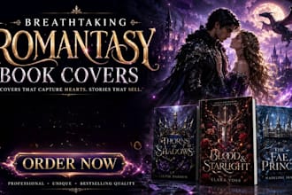 design a dark romantasy book cover with floral gothic typography for KDP