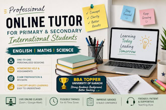 provide online tuition for english , maths and science