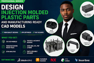 design injection molded plastic parts and manufacturing ready cad models