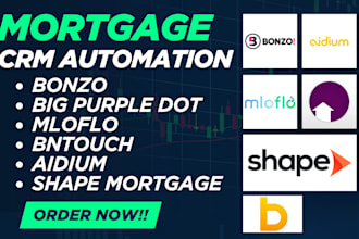 setup mortgage CRM bonzo big purple dot mloflo bntouch aidium shape mortgage