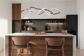 haré un renderizado 3d fotorrealista de interiores