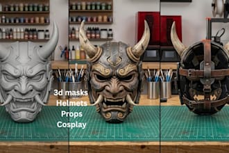 3d print and paint cosplay helmet, mask printing, handpaint armor prop