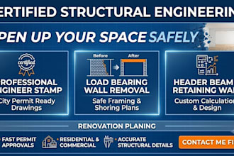 engineer stamped beam header load bearing wall removal shear retaining wall