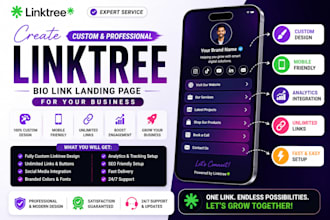 create customize proffesional linktree bio link landing page for your business