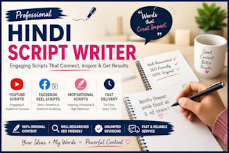 write engaging hindi scripts for youtube videos and facebook reels