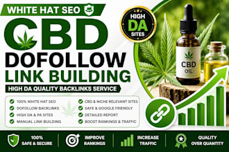 build white hat SEO high da quality cbd dofollow link building backlinks service