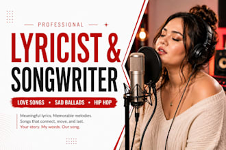 be your lyricist and songwriter, love, sad ballad female singer, hip pop singer