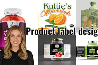 design product label design, supplement label and peptide vial label design
