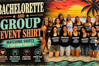 design custom matching bachelorette, bride and group event shirts for your squad