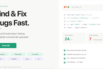be your QA engineer for manual testing and test automation