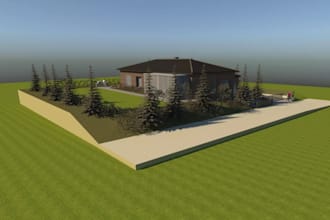 hill terrain 3d model, grade land landscape, render storey hillside house, topo
