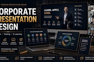 design online course pitch deck corporate ppt workshop elearning presentation
