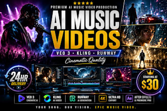 create a cinematic ai music video with veo3, kling and runway ml lyrics music