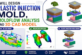 design plastic injection mold moldflow analysis and 3d cad model