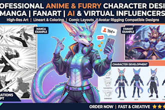 design anime character design, manga, fanart, ai influencer, virtual influencer