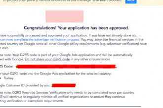 help with google financial services g2 verification