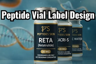 design professional peptide vial label, vial label design, product label design