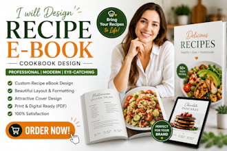 design a professional recipe ebook cookbook recipe ebook for amazon and  PDF