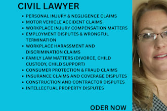handle accident injury claims, insurance disputes, negligence and damage claims