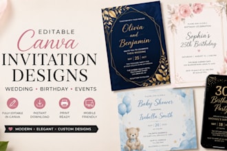 design editable canva invitation templates for weddings, birthdays and events