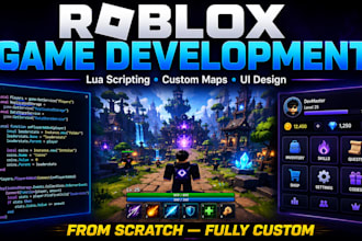 create a professional full roblox game with custom lua scripting, maps and ui