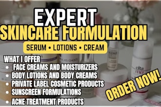 formulate custom skincare products, creams, serums, lotions, and cosmetics
