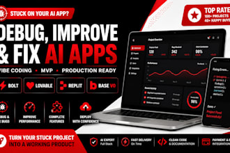 debug improve and fix vibe coding ai app bolt lovable replit base44 mvp projects