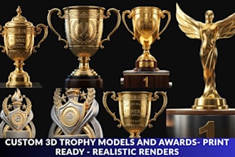 design custom 3d printable trophy models stl cad for 3d printing and rendering