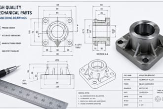 design high quality mechanical parts engineering drawings