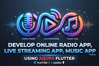 develop online radio app, live streaming app, music app using agora flutter