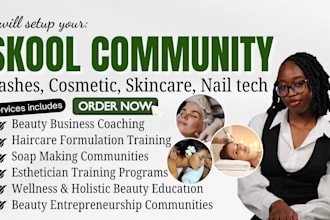setup cosmetic, skincare skool community, online academies, coaching program