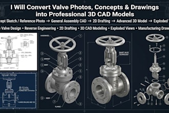create professional gate valve 3d cad models and engineering drawings