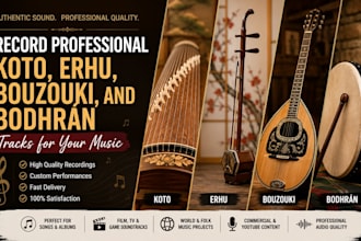 record pro koto, erhu, bouzouki, and bodhrán tracks for your music