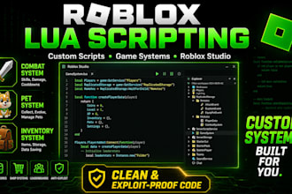 create custom roblox scripts, game systems, and lua scripting in roblox studio