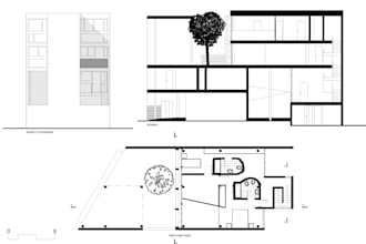 make sezioni, sections, e prospetti, elevetions, su autocad