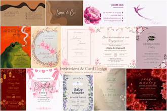 design elegant wedding, birthday, baby shower and event invitations