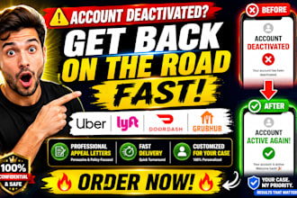 write appeal letter templates for uber, lyft, doordash, and grubhub driver