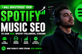 boosterize your spotify music SEO to gain real spotify followers, streams