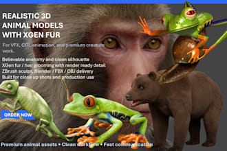 realistic 3d animal model with xgen fur blender zbrush for vfx cgi 3d animation