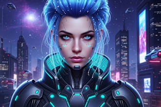 design stunning sci fi portrait art