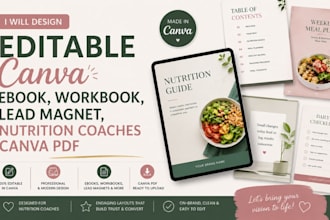 design editable canva ebook, workbook, lead magnet, nutrition coaches canva pdf