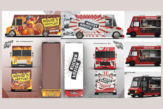 customize your food truck wrap, trailer wrap, van wrap with realistic 3d mockup